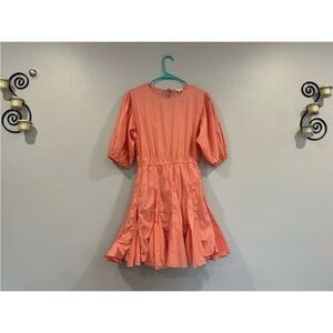Rhode Molly Puff Sleeve Mini Dress Medium M Coral Pink